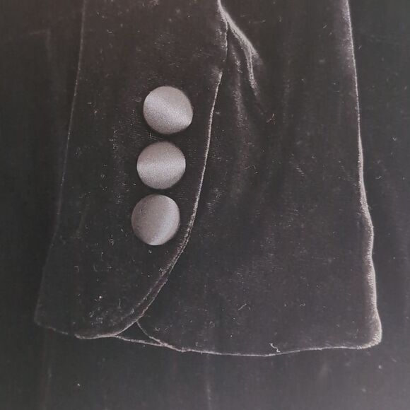 Luxury Silk Blend Black Velvet Blazer with Bow Accent Ribbon Detailing Size 6 - Picture 7 of 15